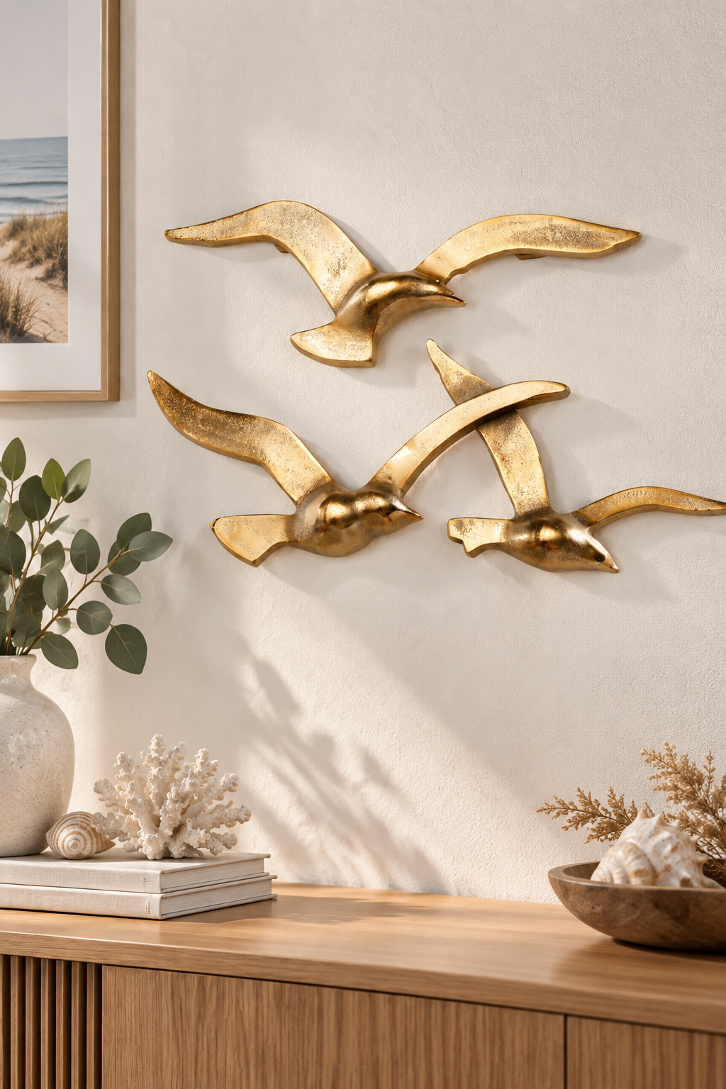 Wanddeko Goldene Möwen 2-teilig Gold 35 x 12 cm