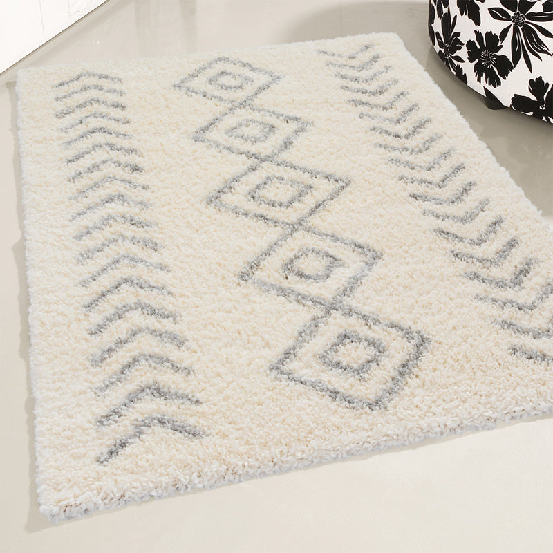Sehrazat MODERN ETHNO COLLECTION – Deluxe Shaggy Teppich Ethno 8685 grey cream