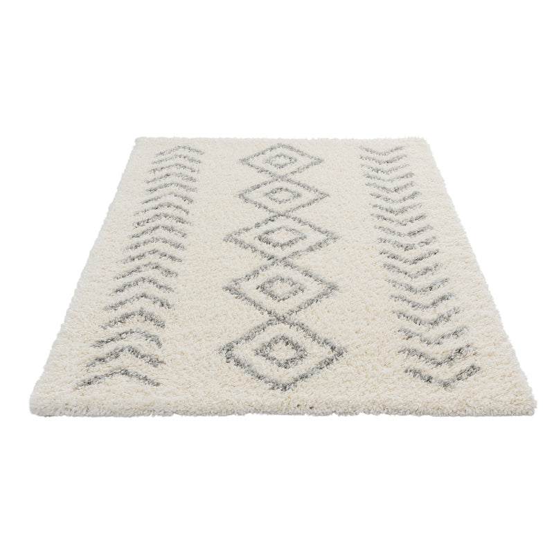 Sehrazat MODERN ETHNO COLLECTION – Deluxe Shaggy Teppich Ethno 8685 grey cream