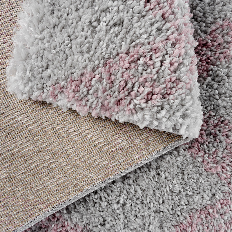 Sehrazat MODERN ETHNO COLLECTION – Deluxe Shaggy Rug Ethno 8699 pink gray