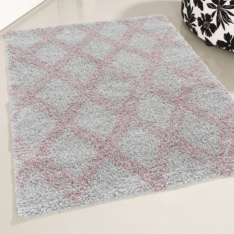 Sehrazat MODERN ETHNO COLLECTION – Deluxe Shaggy Rug Ethno 8699 pink gray