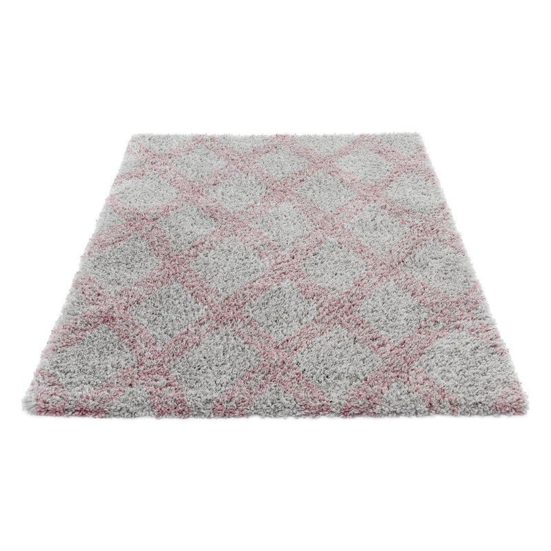 Sehrazat MODERN ETHNO COLLECTION – Deluxe Shaggy Rug Ethno 8699 pink gray