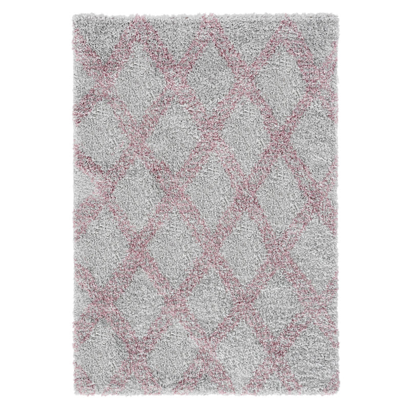 Sehrazat MODERN ETHNO COLLECTION – Deluxe Shaggy Rug Ethno 8699 pink gray