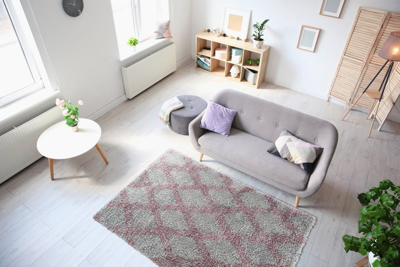 Sehrazat MODERN ETHNO COLLECTION – Deluxe Shaggy Rug Ethno 8699 pink gray