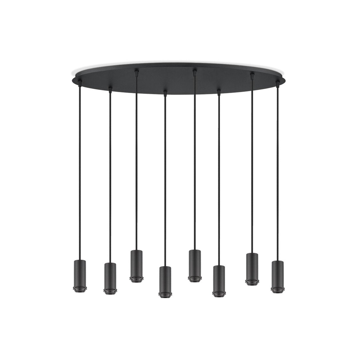 Black oval metal hanging lamp 8L - 80/25/117.5CM
