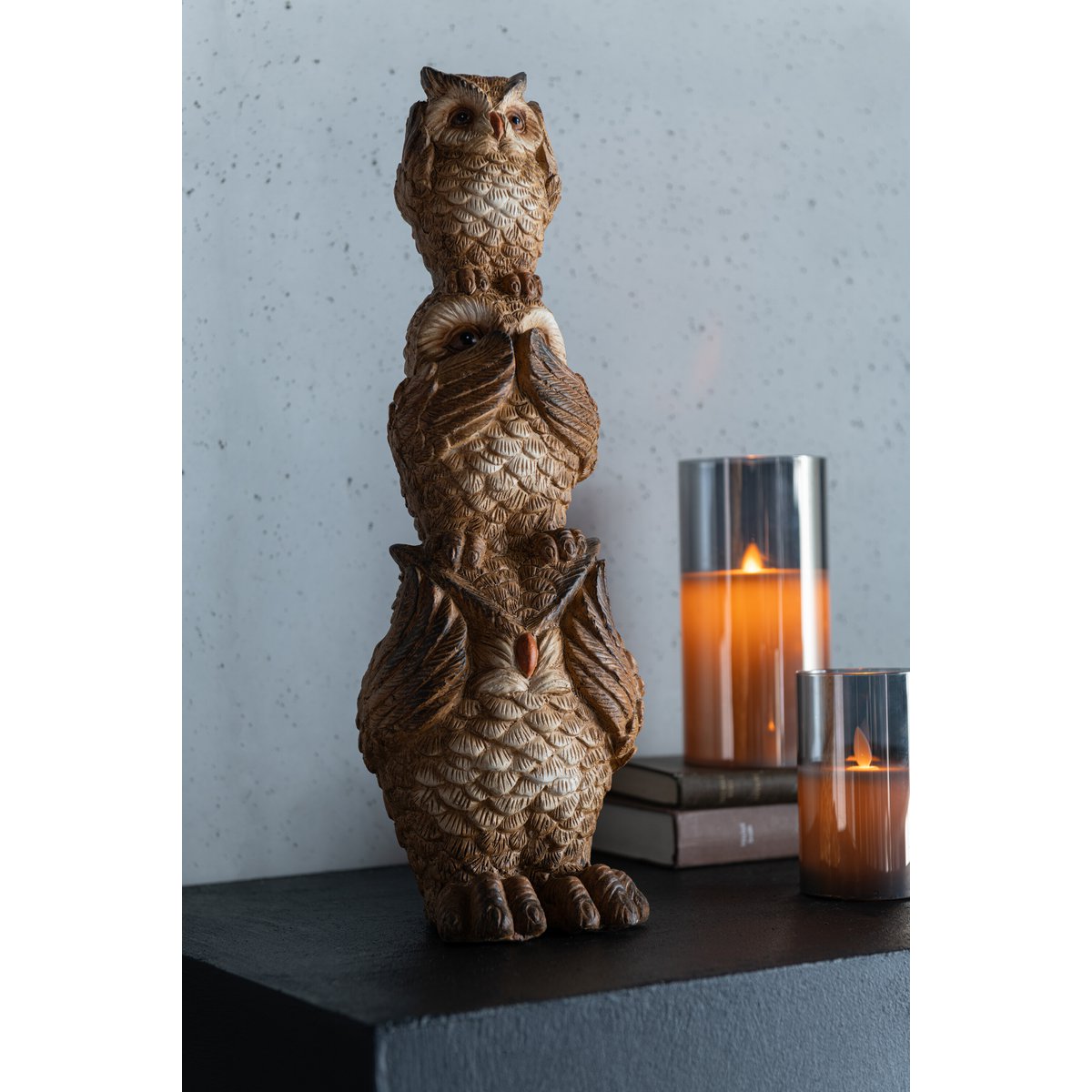 J-Line Eule auf Schulter, Magnesiumbraun, groß