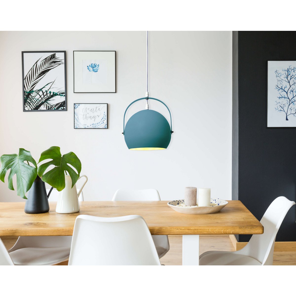 Pendant light "COLORADO" blue Ø approx. 25 cm, metal, E27 socket, lighting for living room, dining room, children's room
