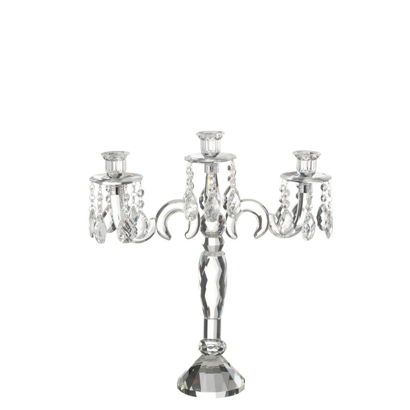 Kaarshouder kristal 3-armig transparant voor elegante tafeldecoratie