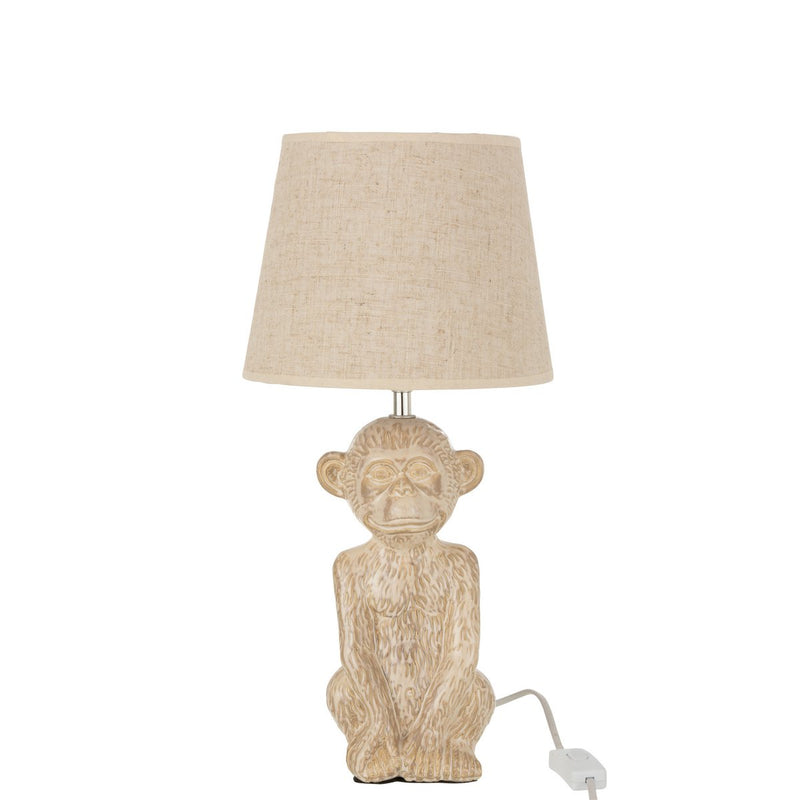 Table Lamp Monkey Figure Beige Cement 46cm