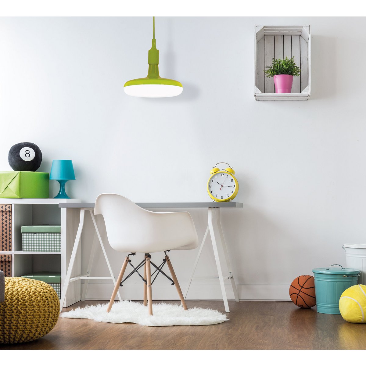 Pendelleuchte "UFO" LED grün Hängelampe aus Kunststoff mit E27-Fassung inkl. Leuchtmittel
