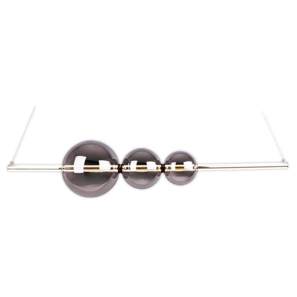 LED Pendelleuchte chrom "NOVA" aus chromfarbenem Metall, Kunststoff und Rauchglas, mit fest verbauten LEDs, ca. 105 cm lang