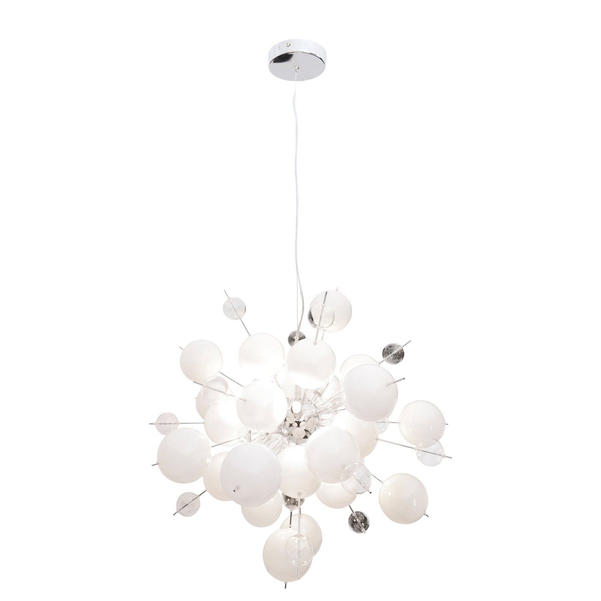 Pendelleuchte "EXPLOSION" weiß aus Metall und Glas, G9 Fassungen, für Esszimmer, Wohnzimmer, Diele oder Büro, Hängelampe Øca 65 cm