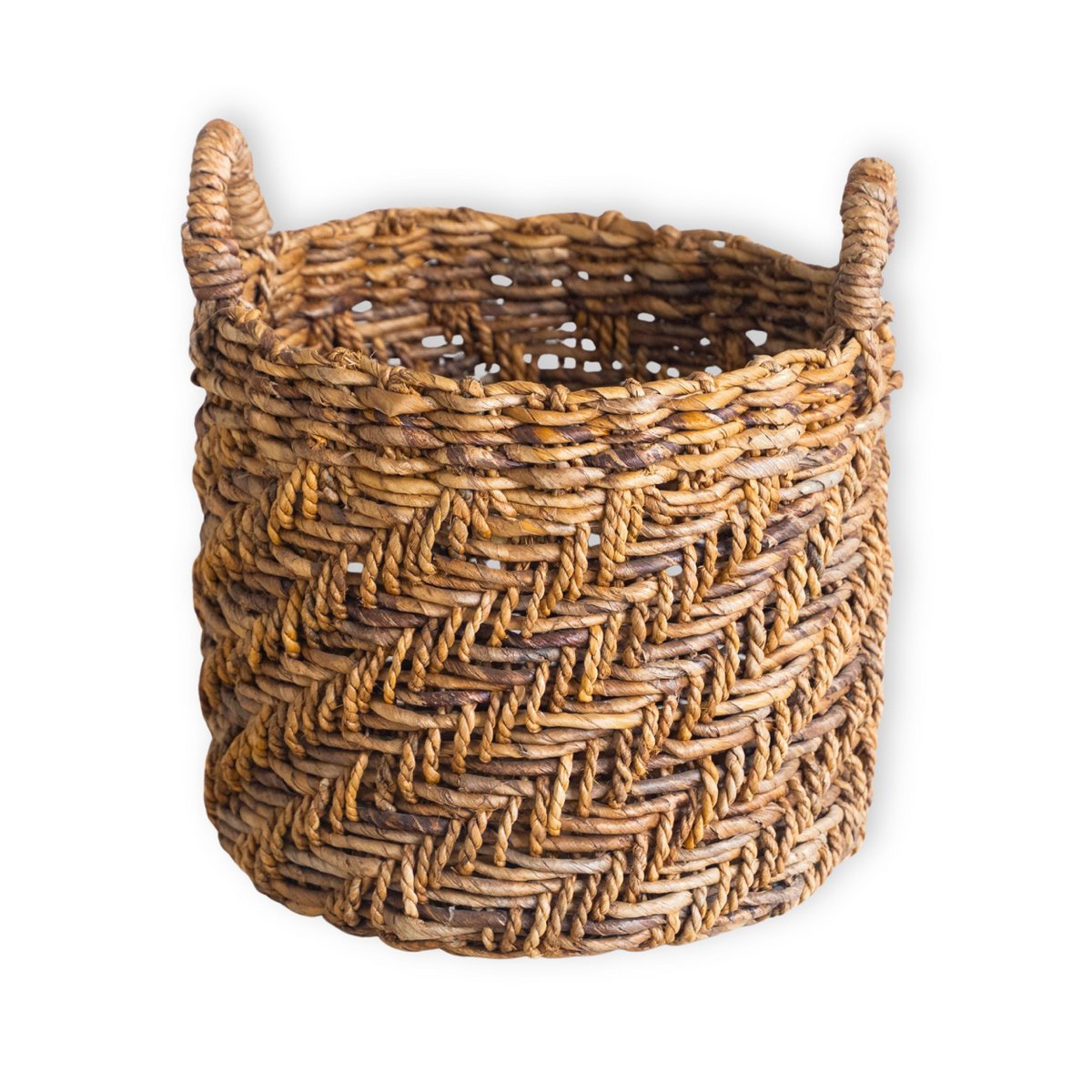 Boho -Wäscherei oder Pflanzenkorb - runder gewebter Lagerkorb - dekorativer Korb aus Bananenfasern (3 Größen Ø 25/32/38 cm) Rinjani