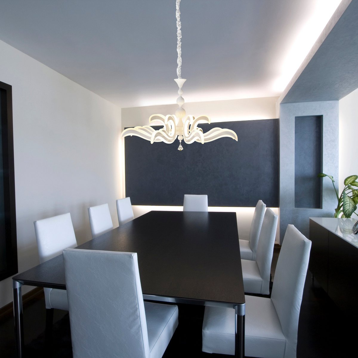 LED-Krone "LUDWIG" weiß Ø 66cm, mit fest verbauten LEDs, Metall in weiß