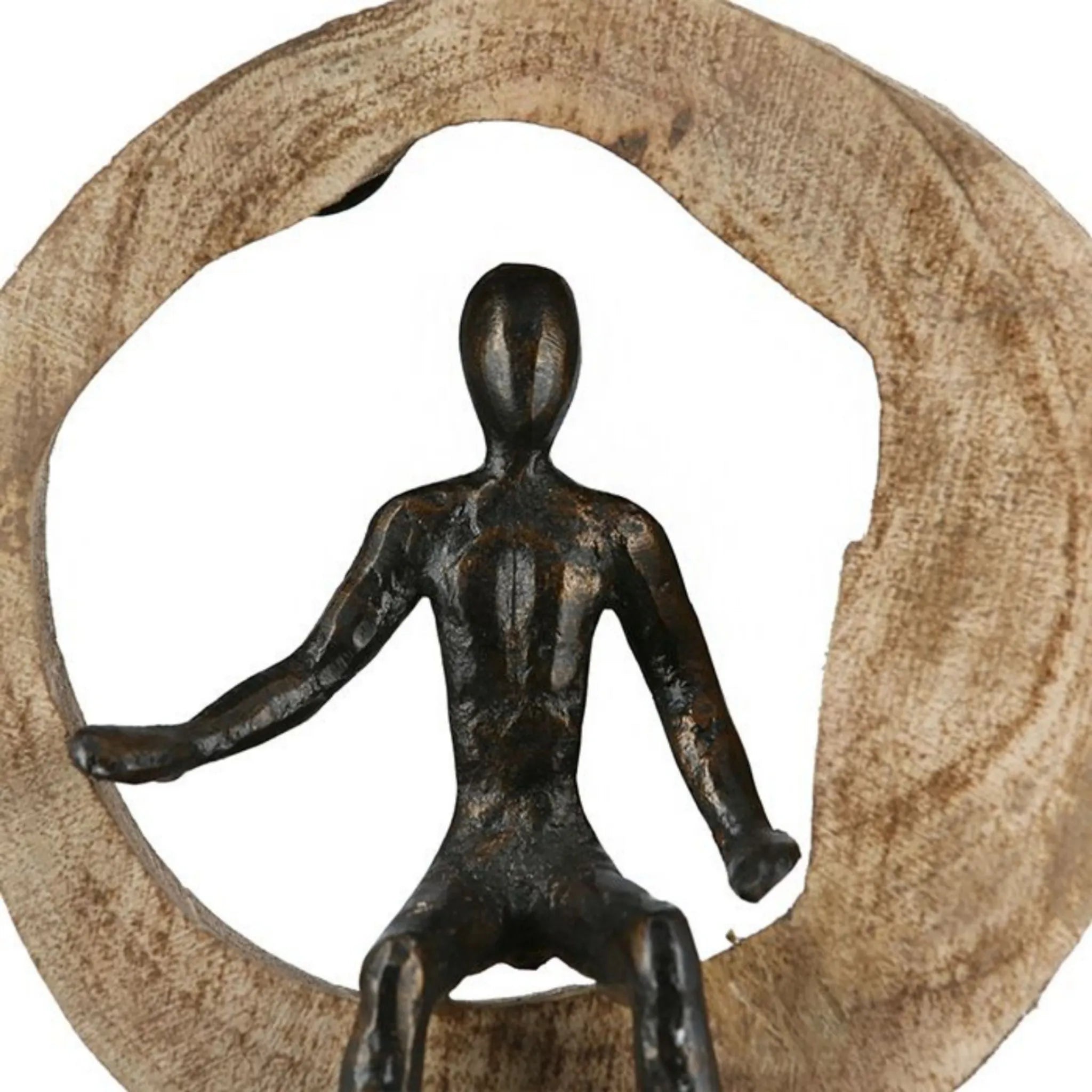 3-teiliges Wanddekoration-Set Kletternde Figuren aus Mangobaum und Aluminium in Bronzeoptik