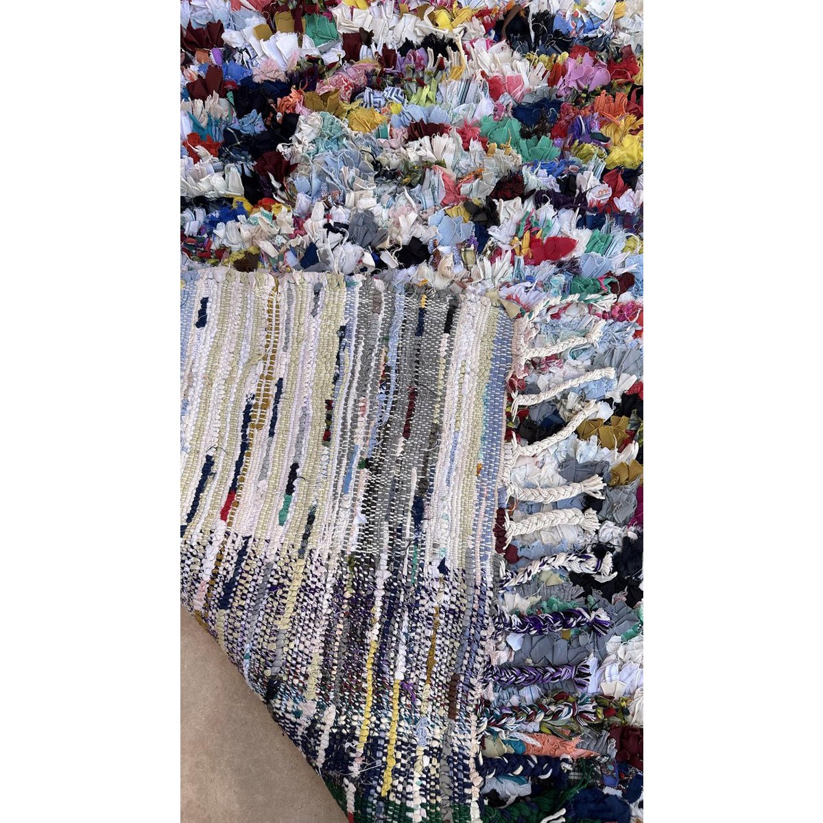 Moroccan Berber carpet made from recycled textiles 117 x 159 cm