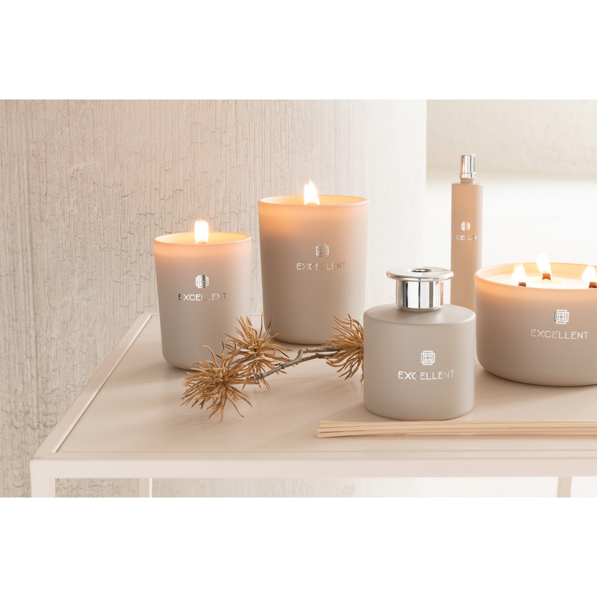 J-Line Duftkerze Excellent – Glas – Beige – L – 40U