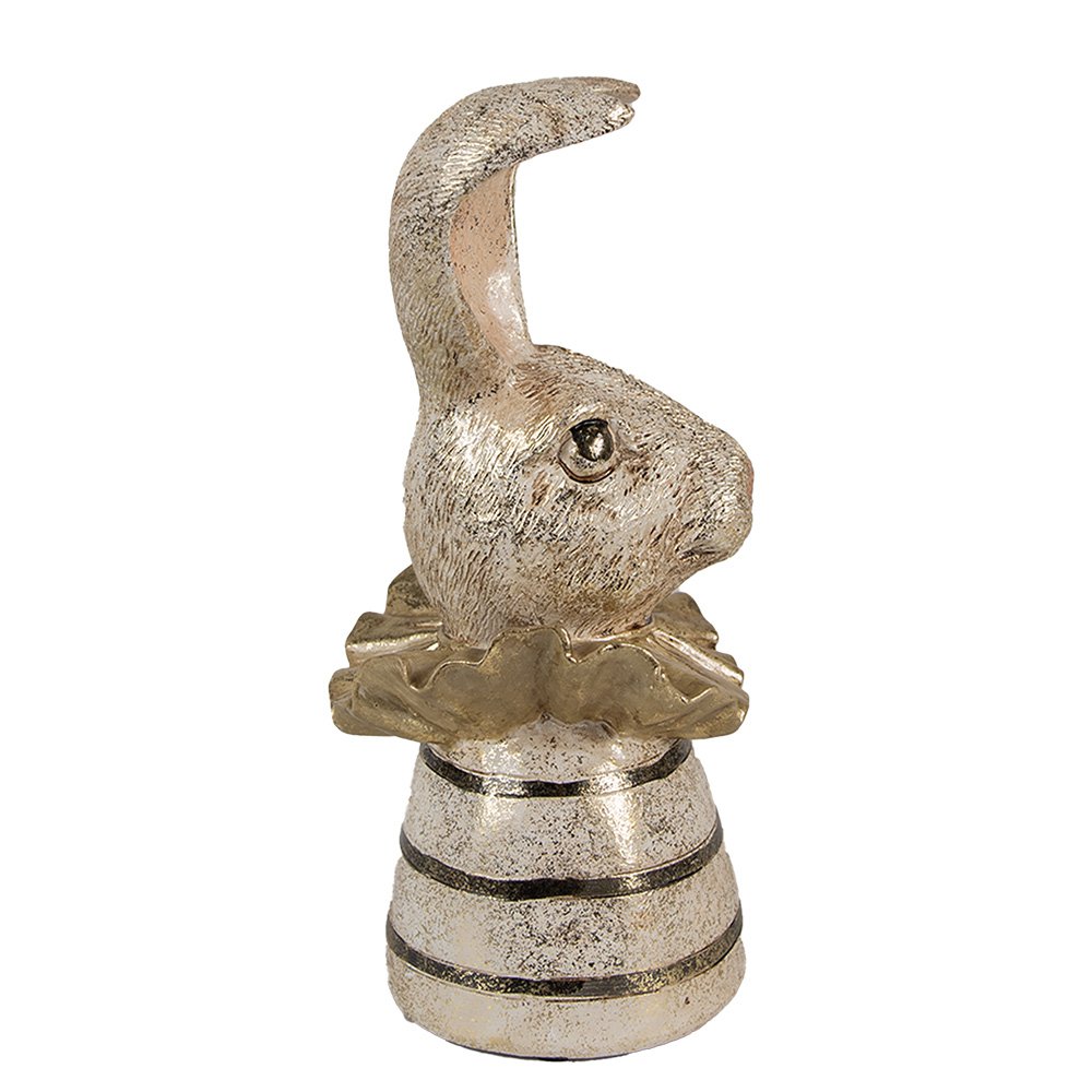 Decoratief konijn wit goudkleurig 10x10x20 cm