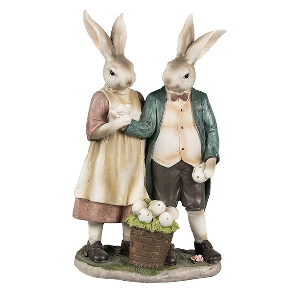 Decorative statue rabbit brown pink green 15x8x26 cm