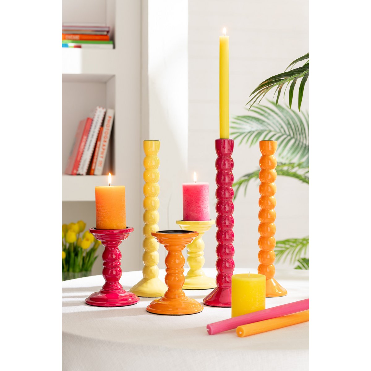 J-Line Kerzenständer Mangoholz Fuchsia