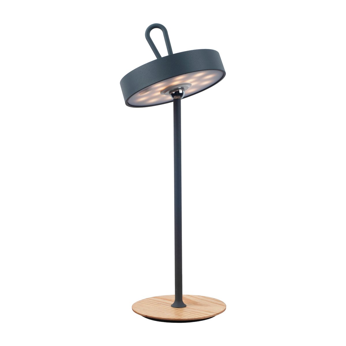 LED-Akku-Tischleuchte magnetisch für Außen und Innen, aus Metall und Kunststoff in Grau , 36 cm hoch
