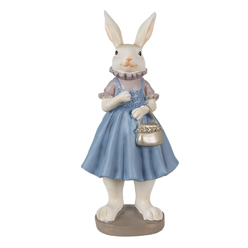 Decoratie Konijn Beige Blauw 12x10x27 cm