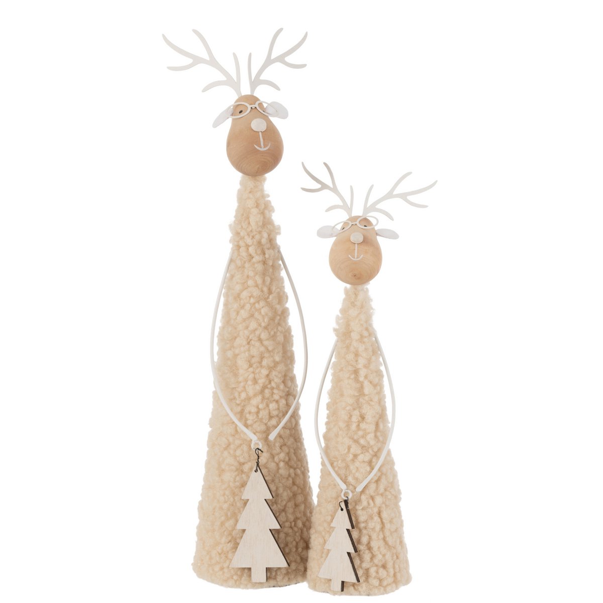 Rendierdecoratie teddy metaal/hout beige/naturel