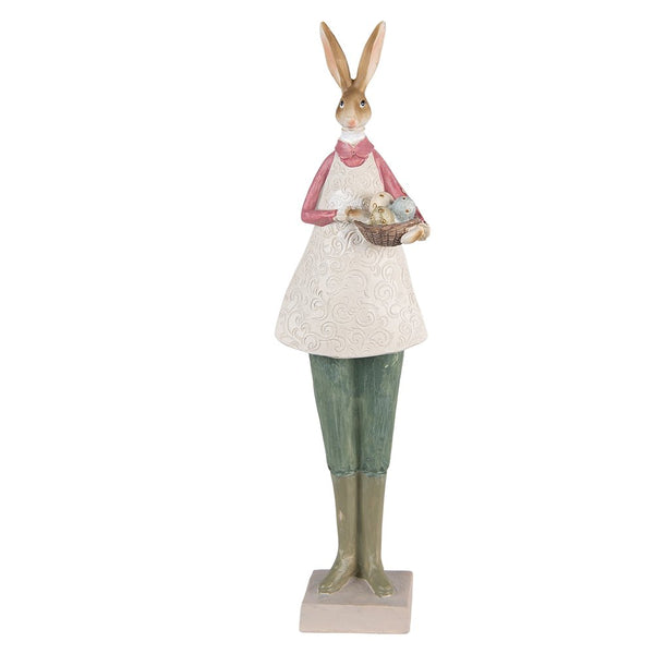 Decoration Statue Rabbit Beige Green 9x7x36 cm