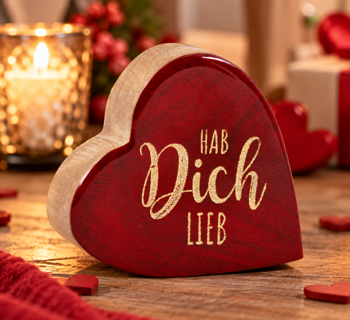 Herzdeko Hab dich lieb rot 10 cm