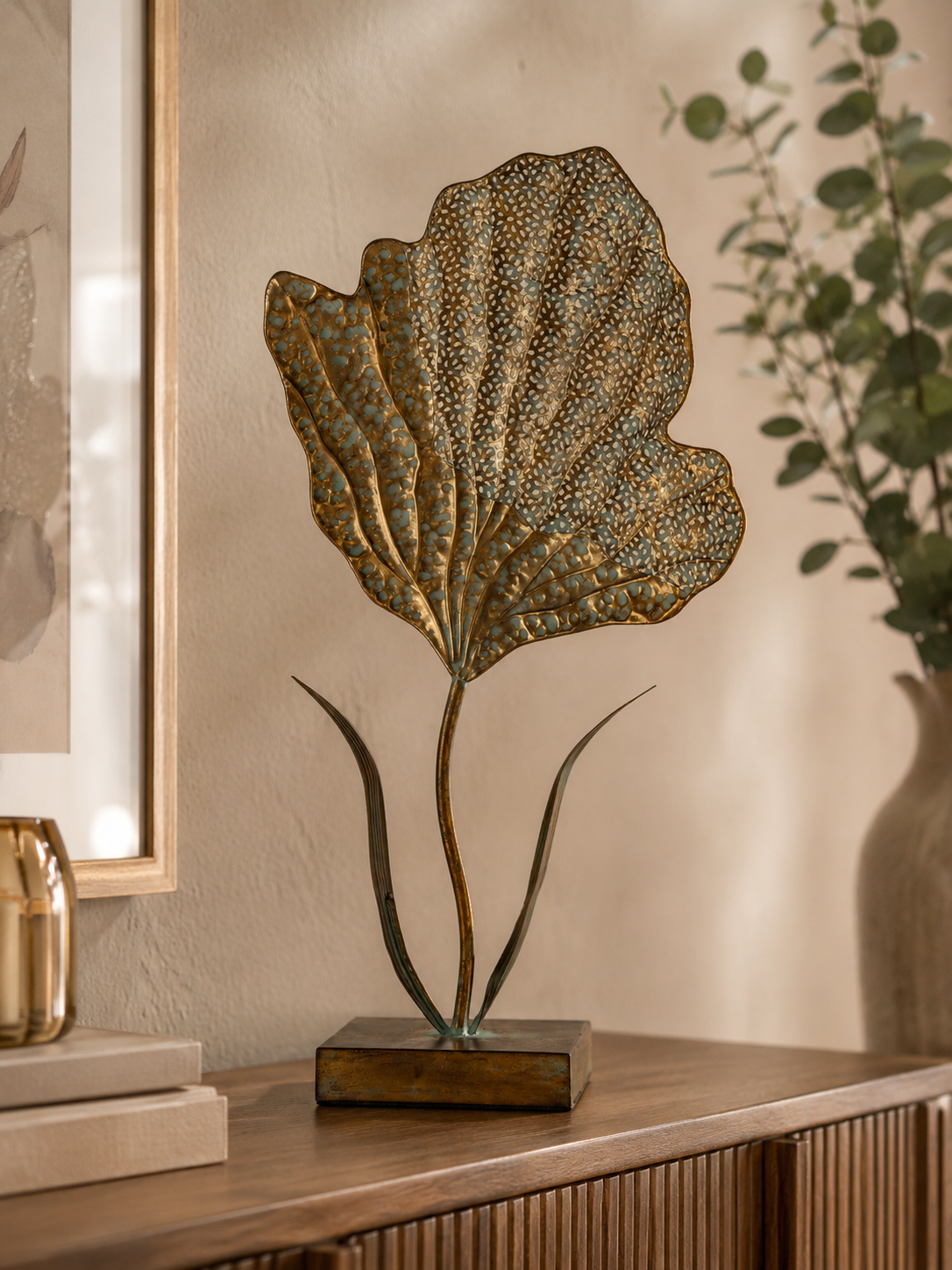 Aurelia Blattkunst Aufsteller antikgold 57,5cm