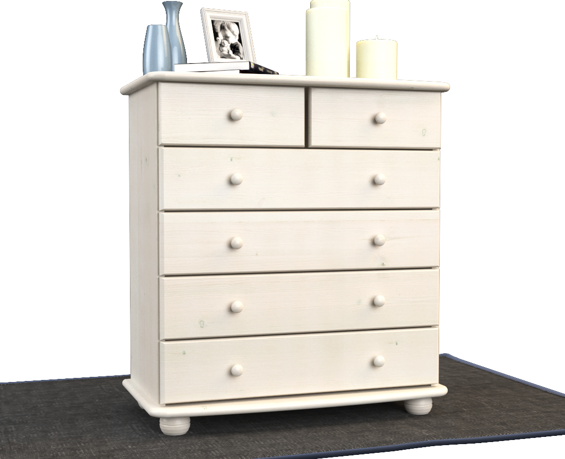 Anika Kommode Sideboard | Anrichte | 6-Schubladen | 100% Bio Kiefer Massivholz