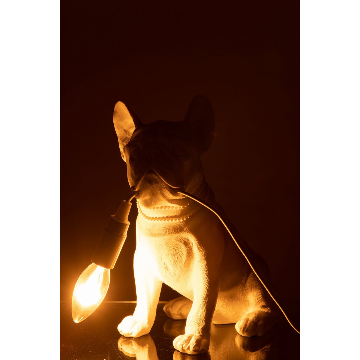 Bulldogge Tischlampe Weiß 40W Designlampe