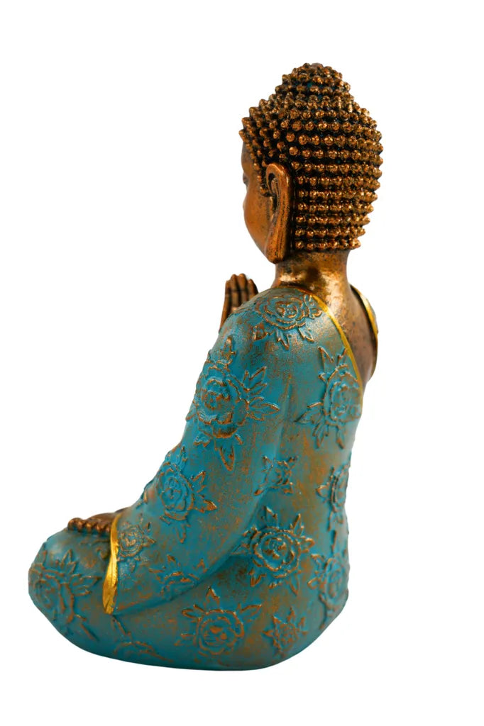 Avalokiteshvara in mint green, elegant Buddha sculpture, 31.5 cm