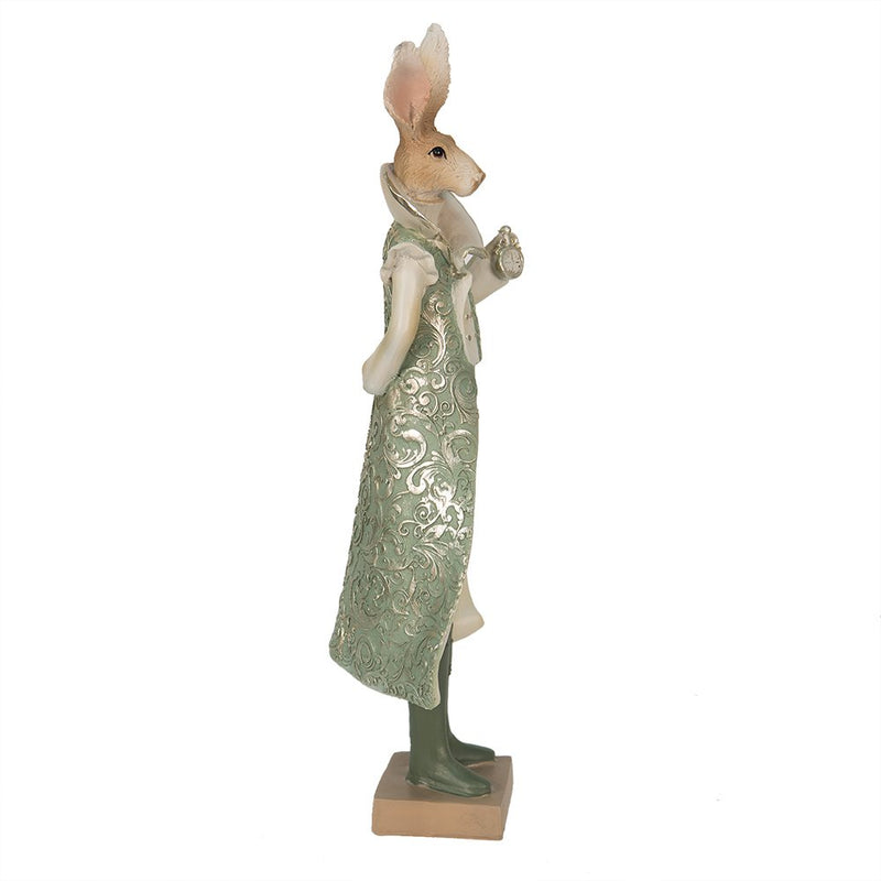 Decorative Statue Rabbit Green, Brown, Beige 11x8x33 cm