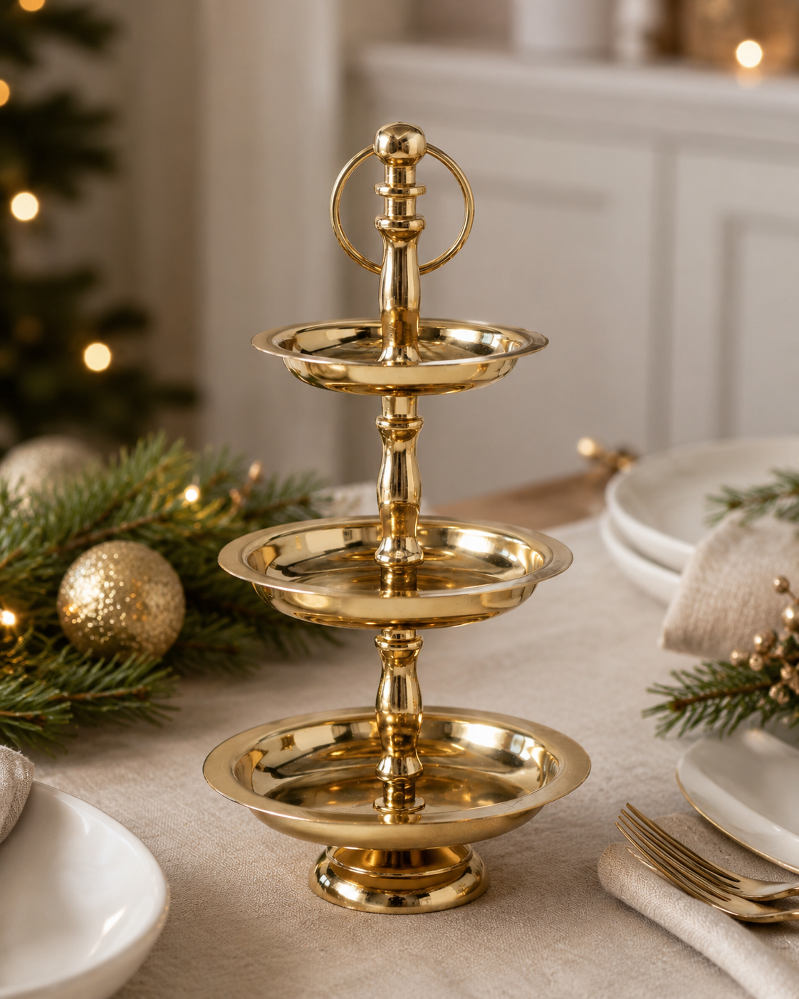 Etagere Maravelle Dreistufig Gold Metall