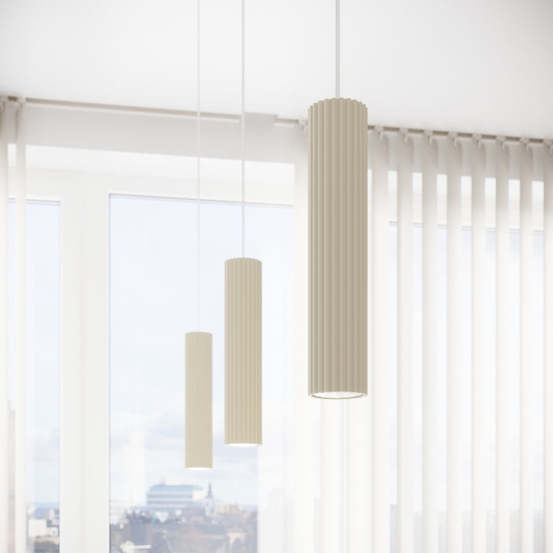 Pendelleuchte Karbon 1 Beige Aluminium Zylinder Design