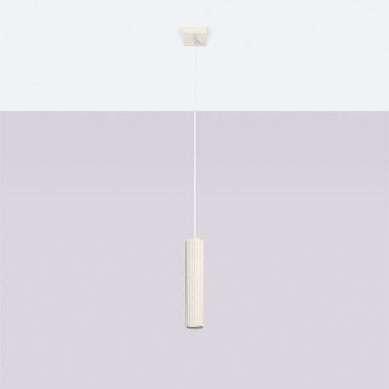 Pendelleuchte Karbon 1 Beige Aluminium Zylinder Design