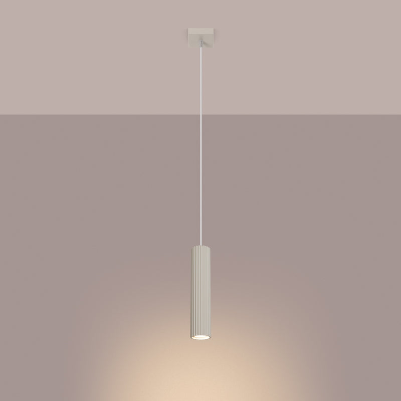 Pendelleuchte Karbon 1 Beige Aluminium Zylinder Design