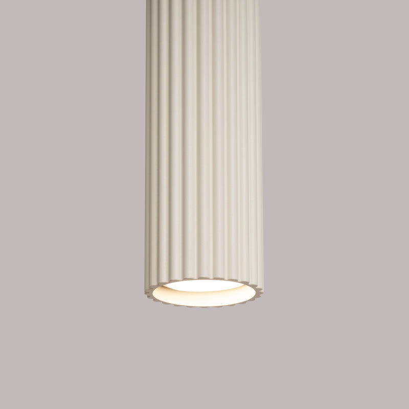 Pendelleuchte Karbon 1 Beige Aluminium Zylinder Design