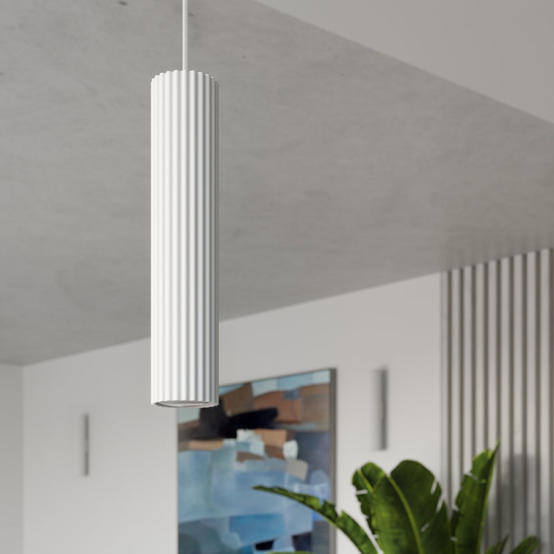 Pendelleuchte Karbon 1 Weiß Aluminium Zylinder Minimal