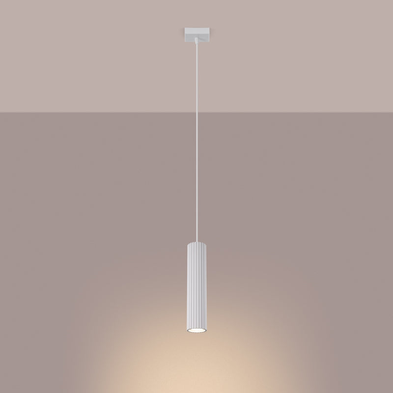 Pendelleuchte Karbon 1 Weiß Aluminium Zylinder Minimal