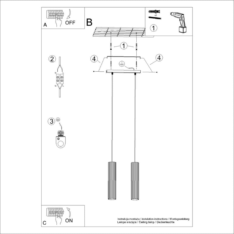 Pendant light KARBON 2 beige