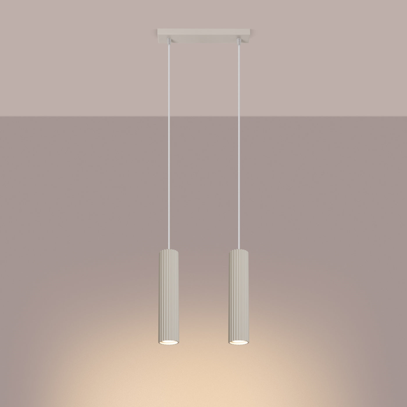 Pendelleuchte Karbon 2 Beige Aluminium Modern Minimal