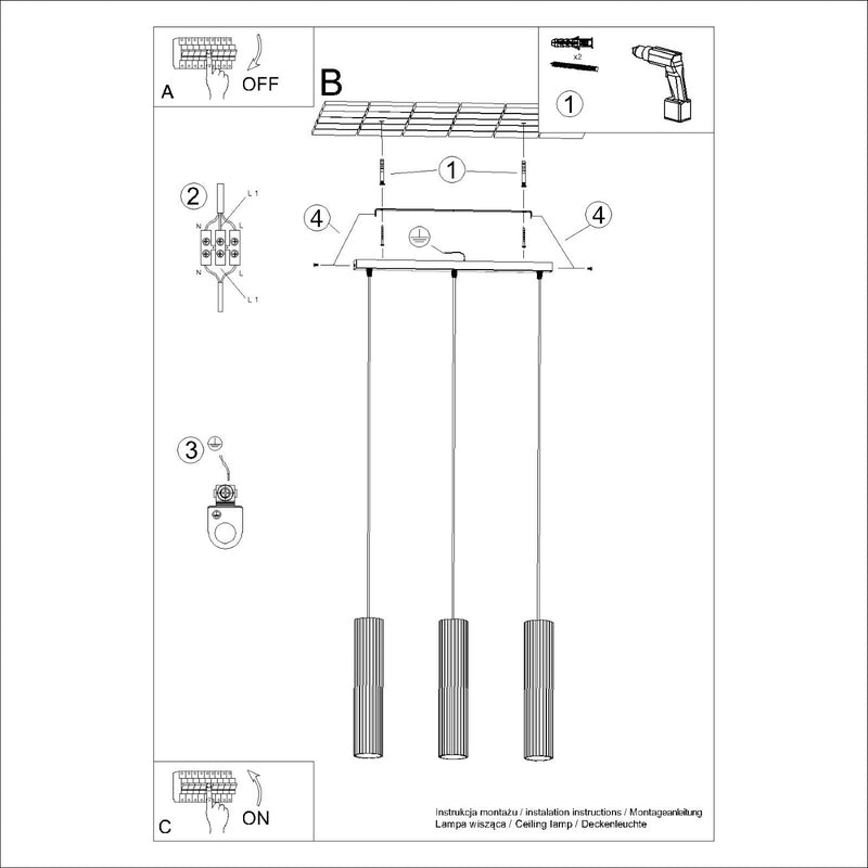 Pendant light KARBON 3L beige