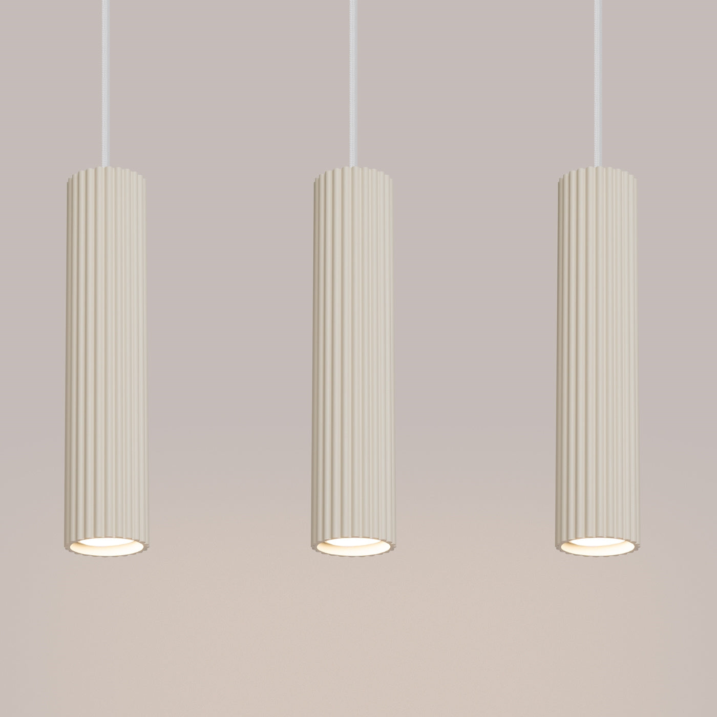 Pendelleuchte Karbon 3L Beige Aluminium Modern Linear