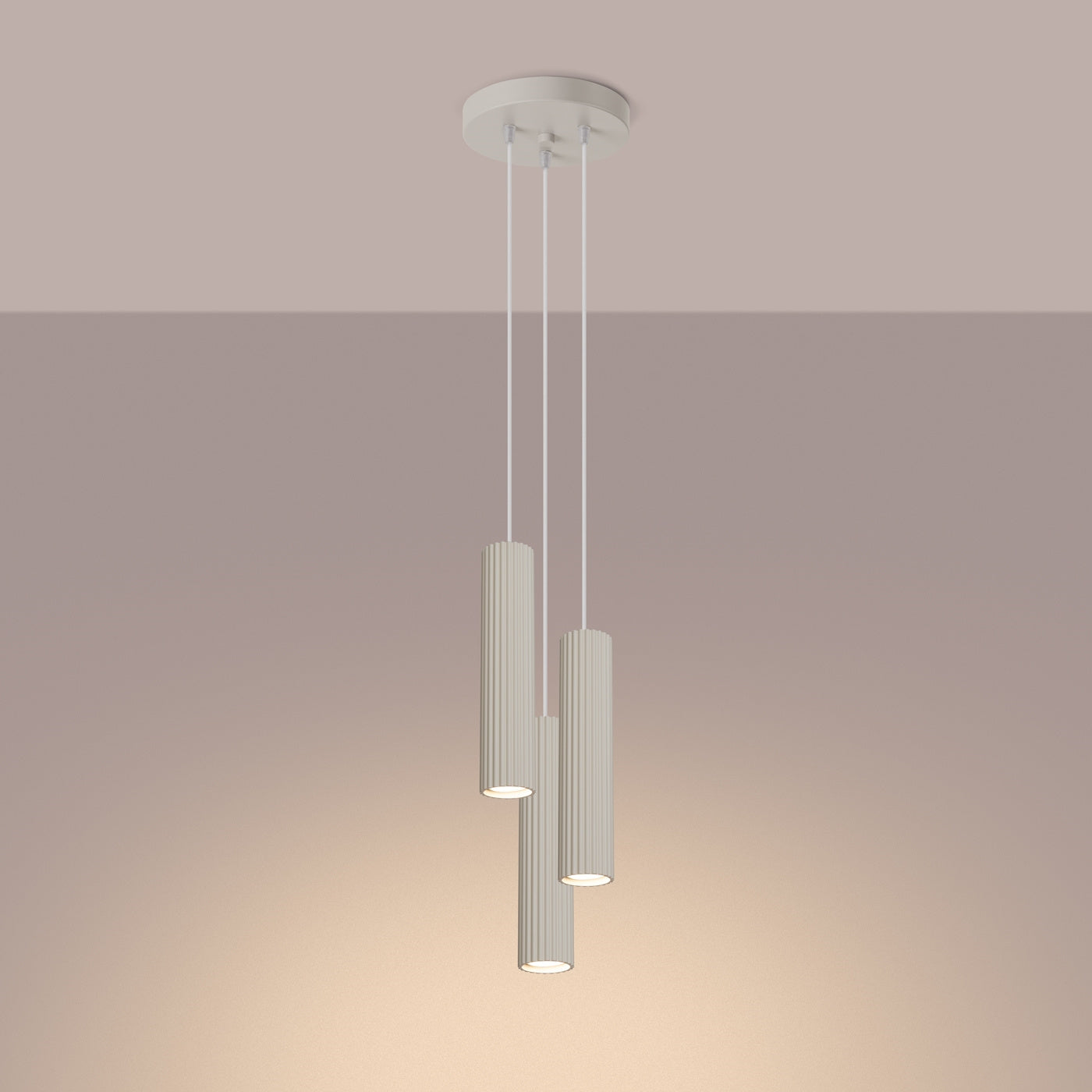 Pendelleuchte Karbon 3P Beige Aluminium Modern Minimal