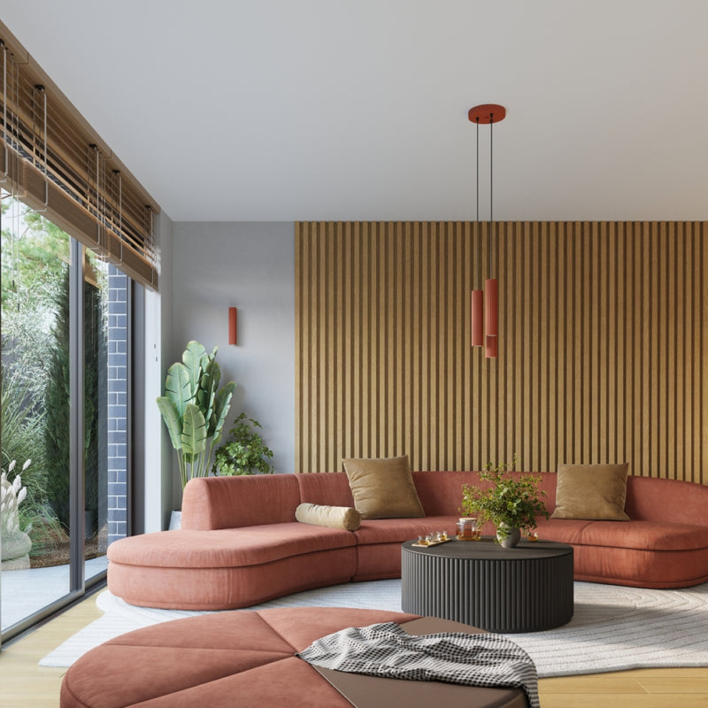 Pendant light KARBON 3P red ochre