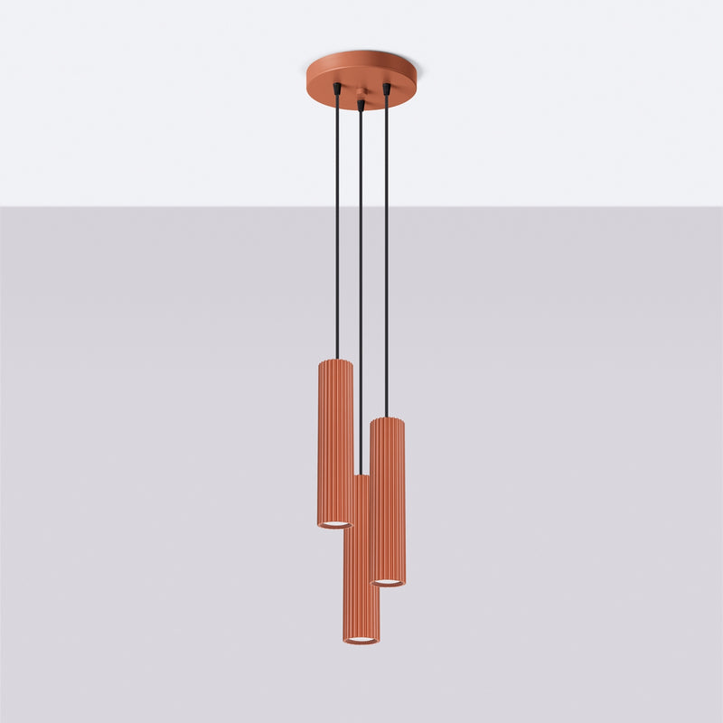Pendant light KARBON 3P red ochre