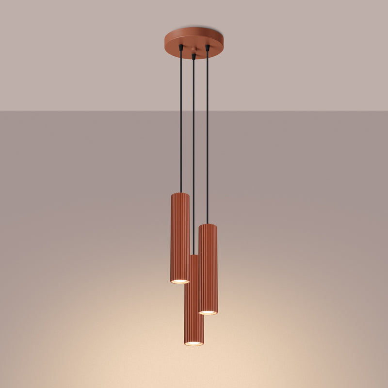 Pendant light KARBON 3P red ochre