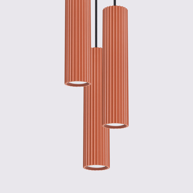 Pendant light KARBON 3P red ochre